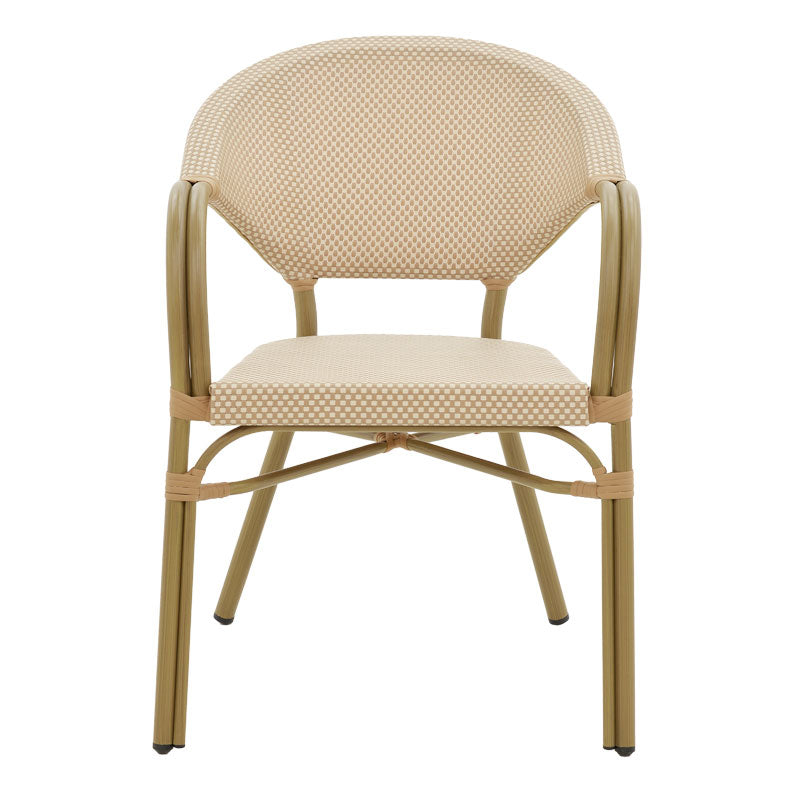 Αrmchair Elyza pakoworld natural aluminum-beige textilene 57x62x84cm