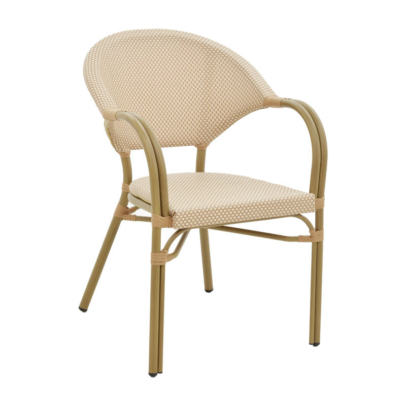 Αrmchair Elyza pakoworld natural aluminum-beige textilene 57x62x84cm