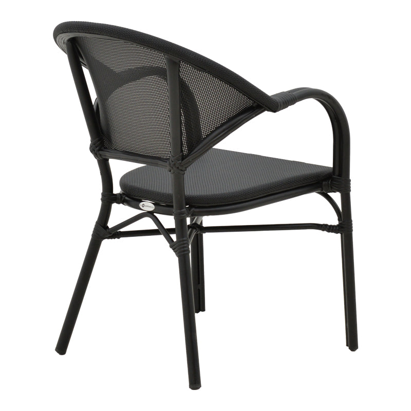 Armchair Elyza  pakoworld black aluminum-black textilene 57x62x84cm