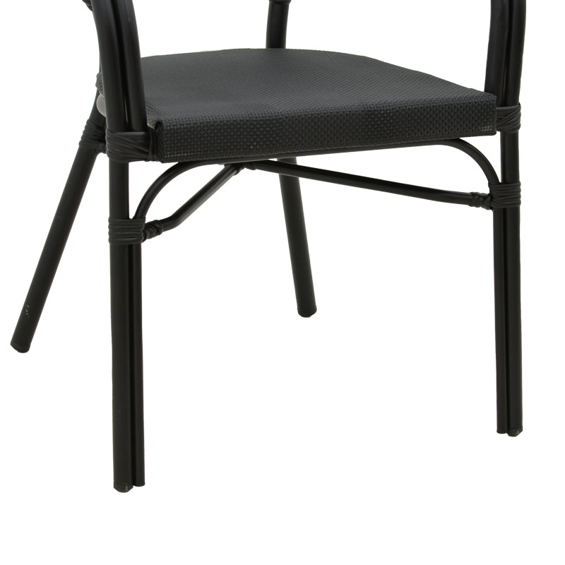 Armchair Elyza  pakoworld black aluminum-black textilene 57x62x84cm