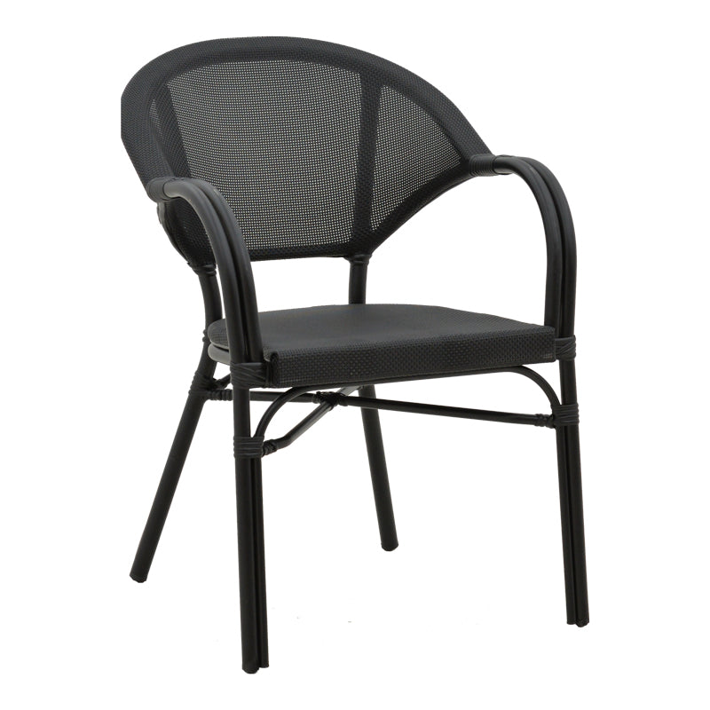 Armchair Elyza  pakoworld black aluminum-black textilene 57x62x84cm