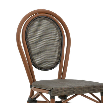 Chair Nacia  pakoworld dark brown aluminum-grey  textilene 45x59x85cm