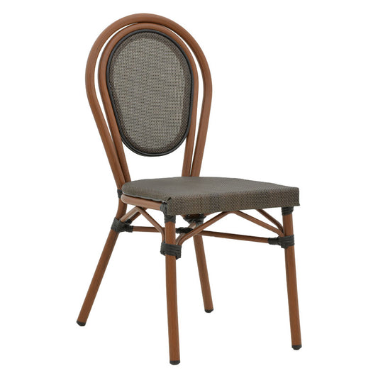 Chair Nacia  pakoworld dark brown aluminum-grey  textilene 45x59x85cm