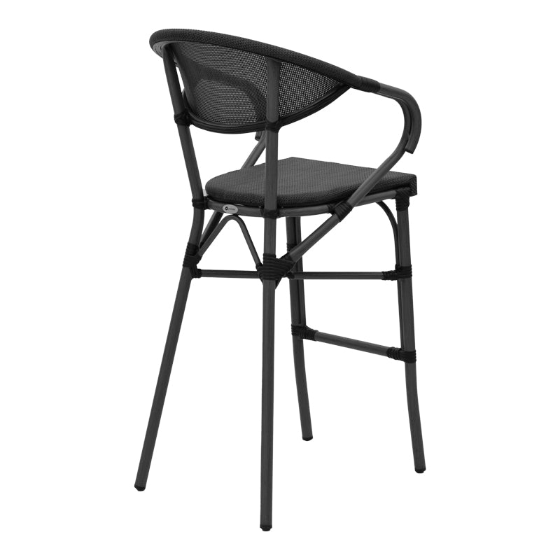 Bar stool Efolian pakoworld black aluminum-black  textilene 58x58x113cm