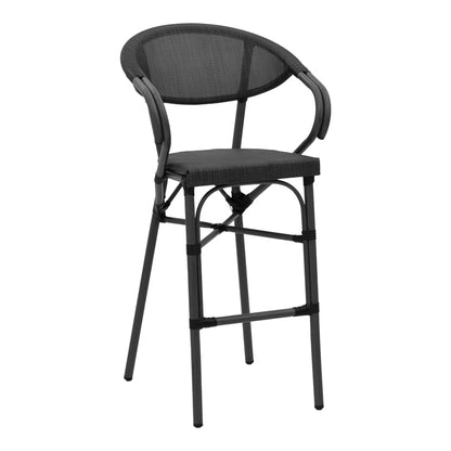 Bar stool Efolian pakoworld black aluminum-black  textilene 58x58x113cm