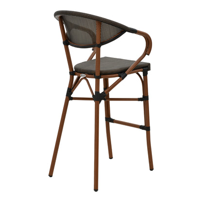 Bar stool Efolian pakoworld walnut aluminum-grey textilene 58x58x113cm