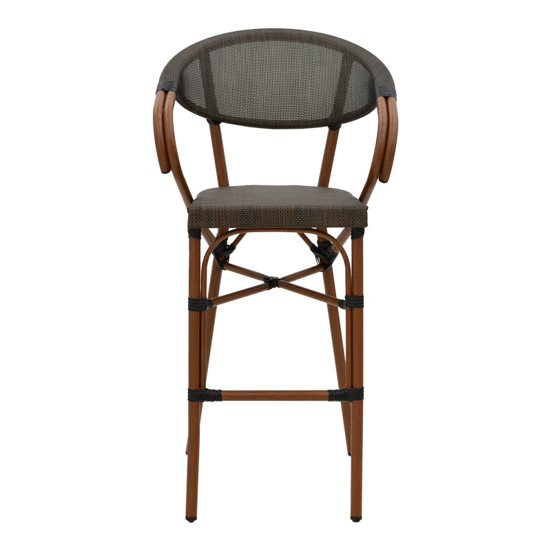 Bar stool Efolian pakoworld walnut aluminum-grey textilene 58x58x113cm