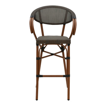 Bar stool Efolian pakoworld walnut aluminum-grey textilene 58x58x113cm