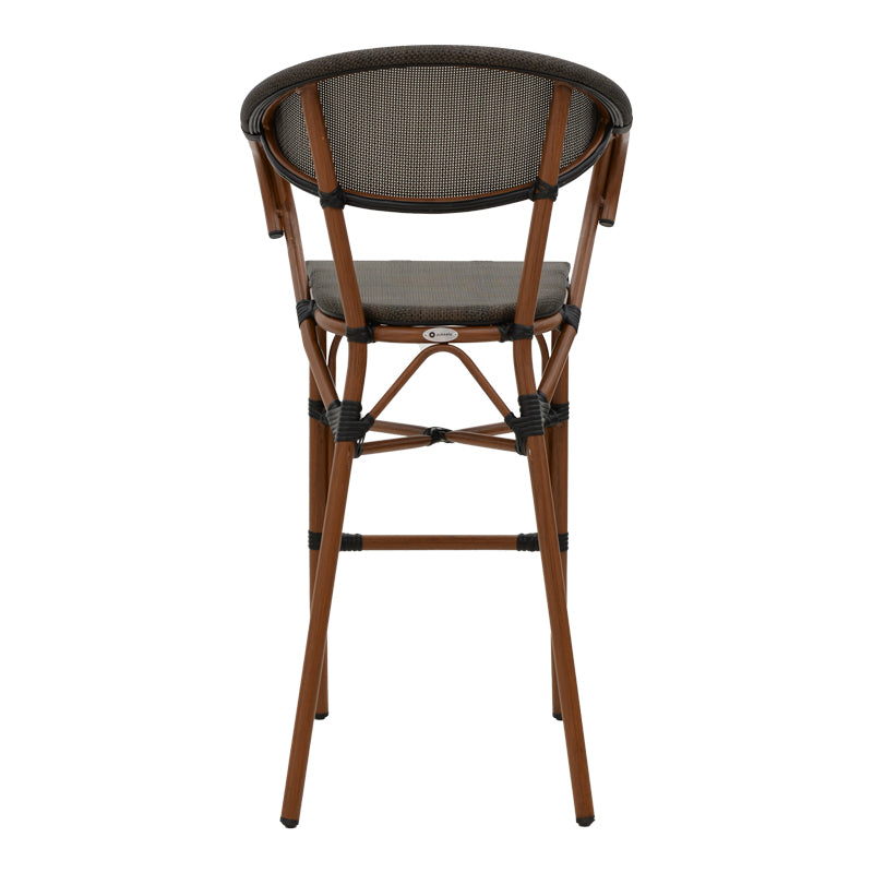 Bar stool Efolian pakoworld walnut aluminum-grey textilene 58x58x113cm