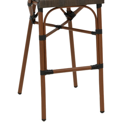 Bar stool Efolian pakoworld walnut aluminum-grey textilene 58x58x113cm