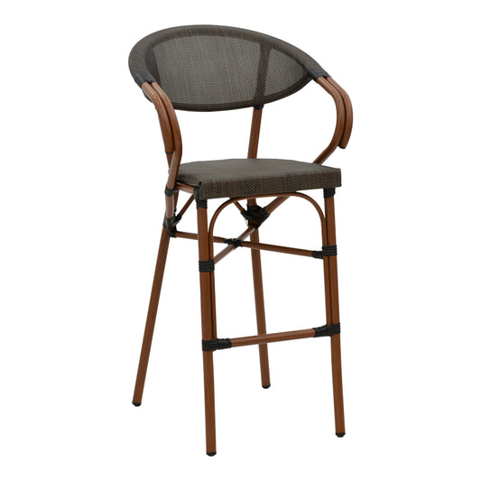 Bar stool Efolian pakoworld walnut aluminum-grey textilene 58x58x113cm