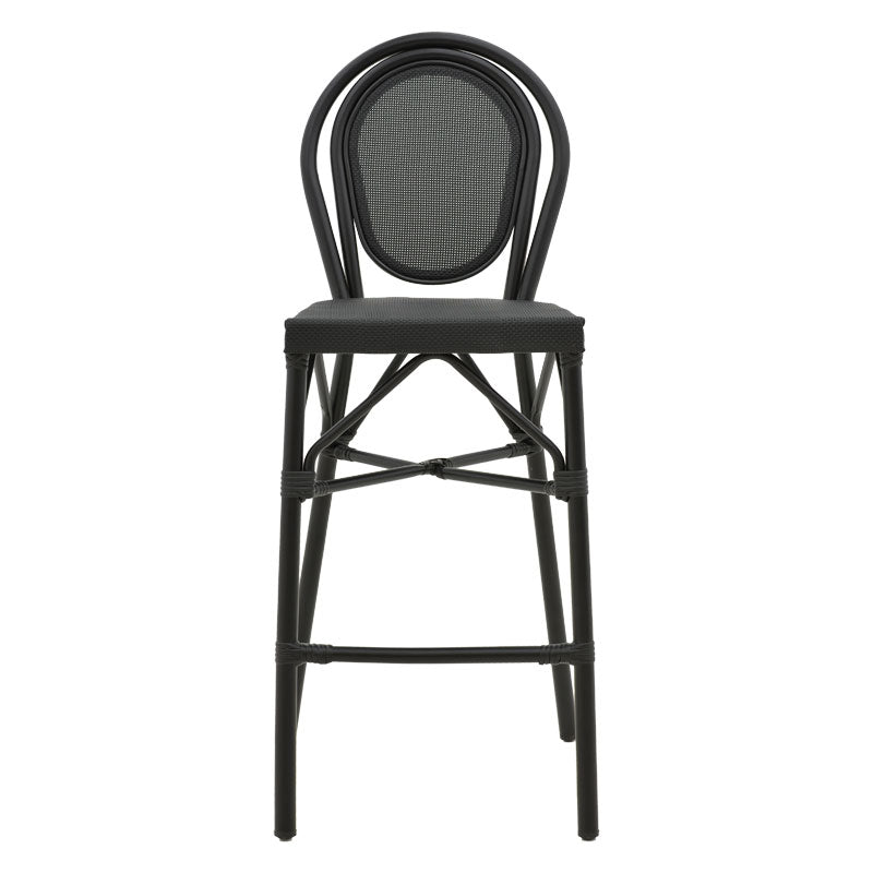 Bar stool Dezyan pakoworld black aluminum-black textilene 41.5x53.5x116cm