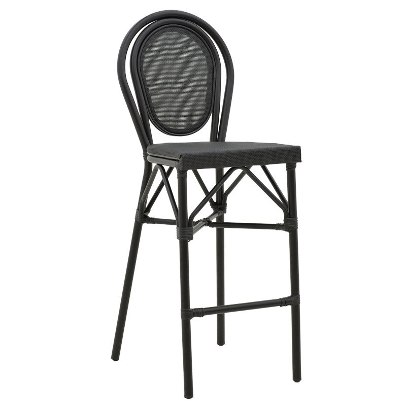 Bar stool Dezyan pakoworld black aluminum-black textilene 41.5x53.5x116cm