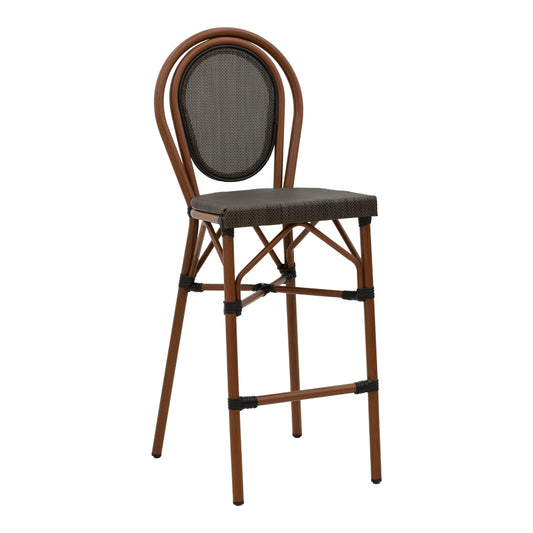 Bar stool Dezyan pakoworld dark brown aluminum-grey textilene 41.5x53.5x116cm