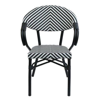 Armchair Isaia pakoworld stack black aluminum-black and white textilene 57x57x83cm