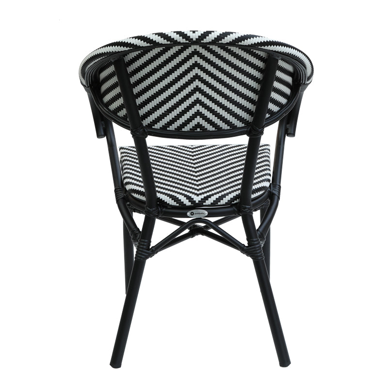 Armchair Isaia pakoworld stack black aluminum-black and white textilene 57x57x83cm