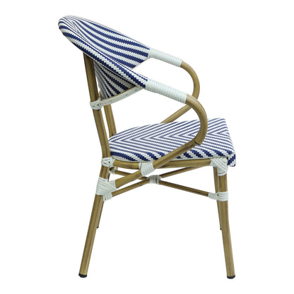 Armchair Isaia pakoworld stack natural aluminum-blue and white textilene 57x57x83cm