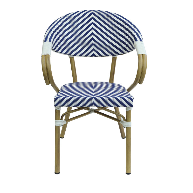 Armchair Isaia pakoworld stack natural aluminum-blue and white textilene 57x57x83cm