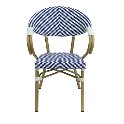 Armchair Isaia pakoworld stack natural aluminum-blue and white textilene 57x57x83cm