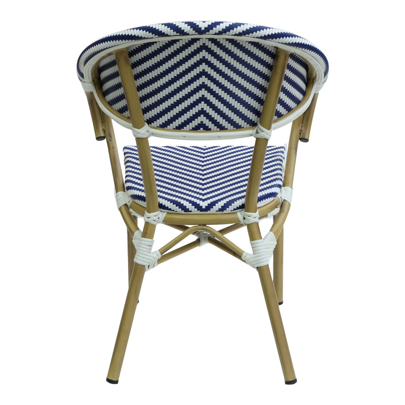 Armchair Isaia pakoworld stack natural aluminum-blue and white textilene 57x57x83cm