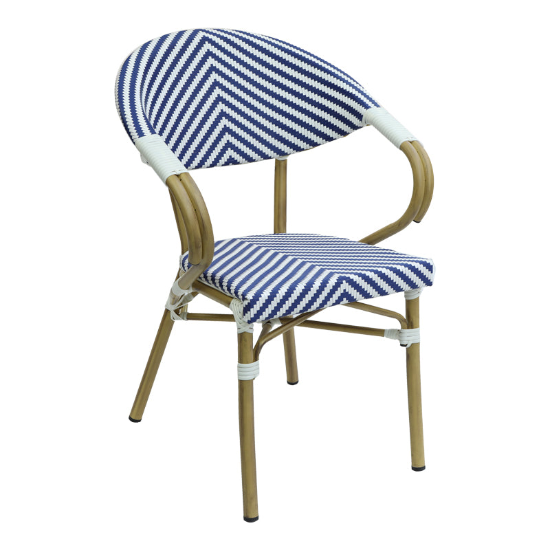 Armchair Isaia pakoworld stack natural aluminum-blue and white textilene 57x57x83cm