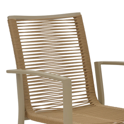Jonian pakoworld stackable champagne aluminum-textilene armchair in natural shade 57x63x83cm