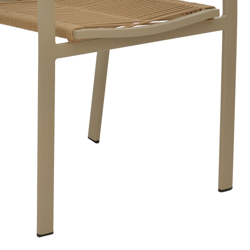 Jonian pakoworld stackable champagne aluminum-textilene armchair in natural shade 57x63x83cm