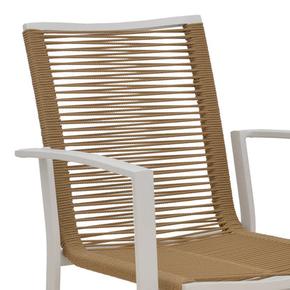 Jonian pakoworld stackable white aluminum-textilene armchair in natural shade 57x63x83cm