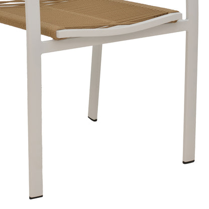 Jonian pakoworld stackable white aluminum-textilene armchair in natural shade 57x63x83cm