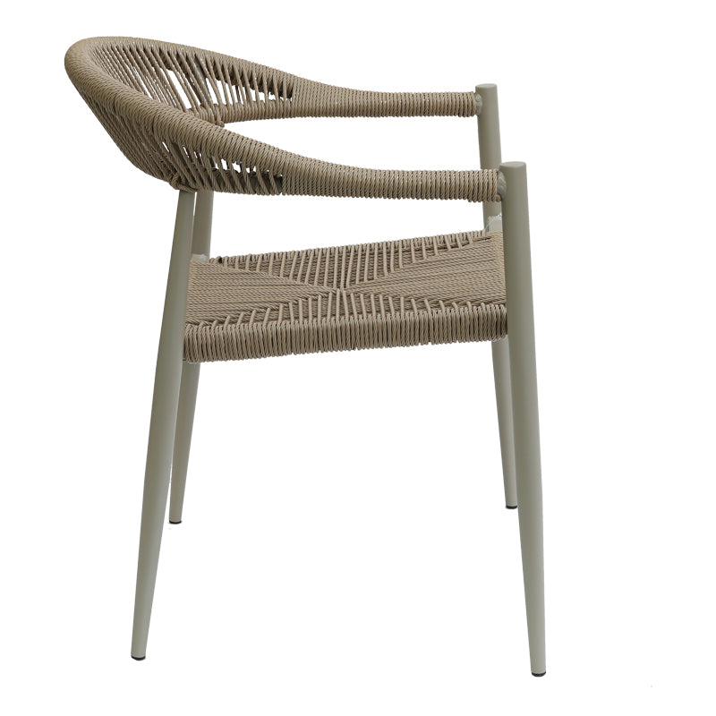 Fagen pakoworld stackable champagne aluminum-rattan pe armchair in natural shade 56x60x78cm