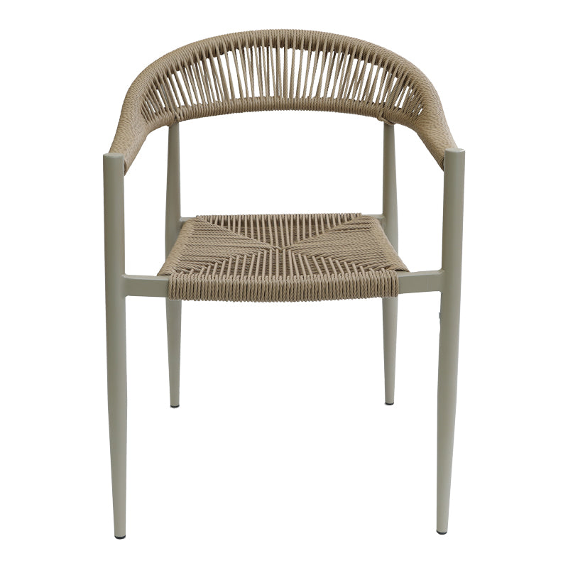 Fagen pakoworld stackable champagne aluminum-rattan pe armchair in natural shade 56x60x78cm