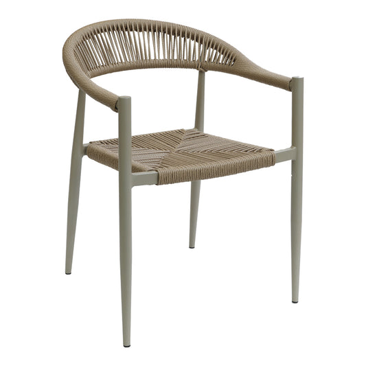 Fagen pakoworld stackable champagne aluminum-rattan pe armchair in natural shade 56x60x78cm