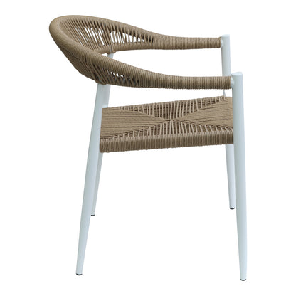 Armchair Fagen pakoworld stack white aluminum-natural textilene 56x60x78cm