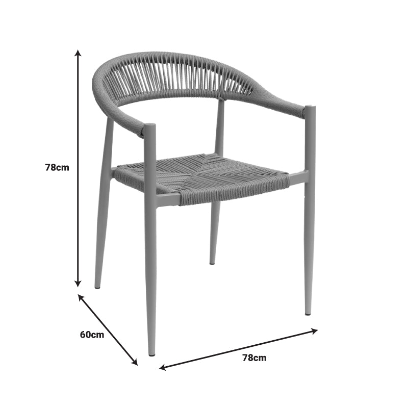 Armchair Fagen pakoworld stack white aluminum-natural textilene 56x60x78cm