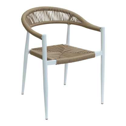 Armchair Fagen pakoworld stack white aluminum-natural textilene 56x60x78cm