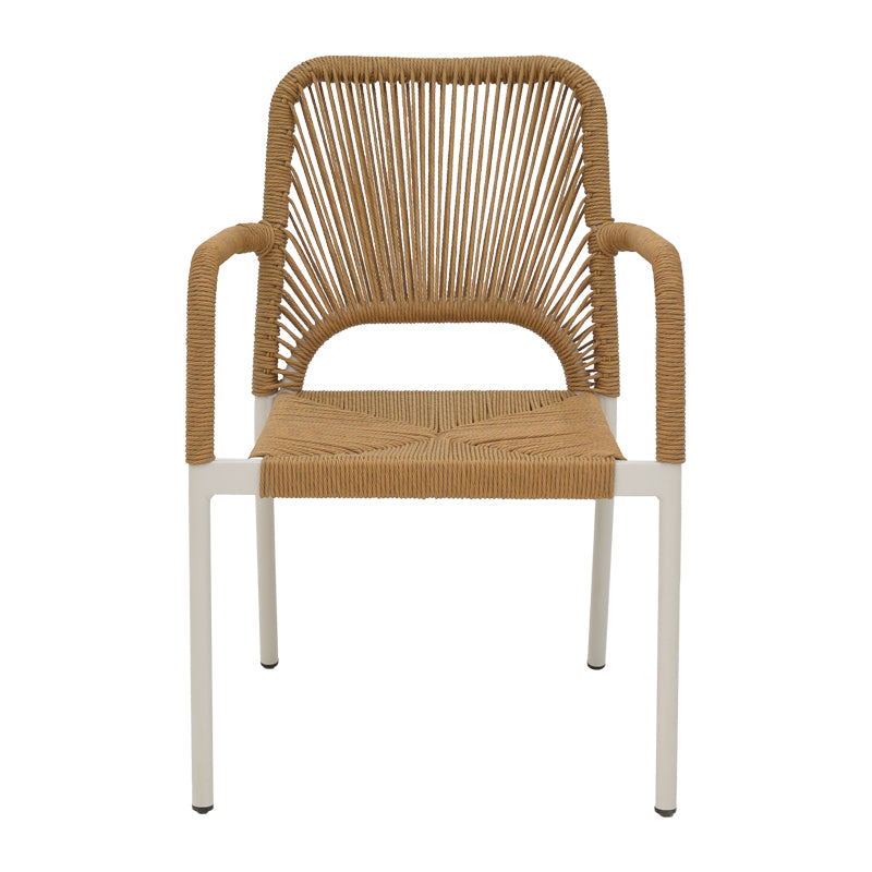 Norture pakoworld stackable aluminum armchair white frame rattan in natural shade 57x61x85cm