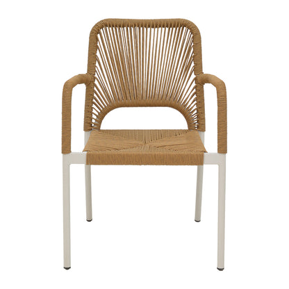 Norture pakoworld stackable aluminum armchair white frame rattan in natural shade 57x61x85cm