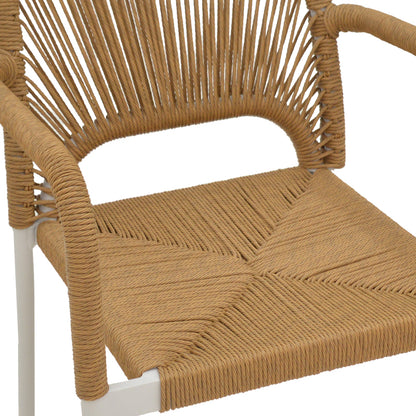 Norture pakoworld stackable aluminum armchair white frame rattan in natural shade 57x61x85cm