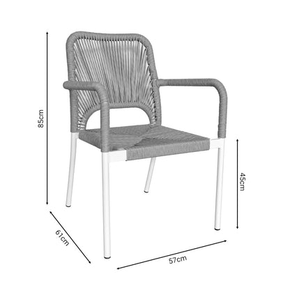 Norture pakoworld stackable aluminum armchair white frame rattan in natural shade 57x61x85cm