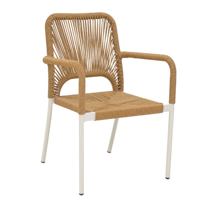 Norture pakoworld stackable aluminum armchair white frame rattan in natural shade 57x61x85cm