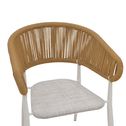 Aluminum armchair Raven pakoworld stackable white frame-natural textilene-rattan 57x62x78cm