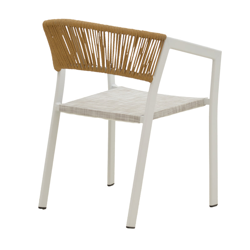 Aluminum armchair Glisten pakoworld stackable white frame-textilene natural rattan 56x62x77cm