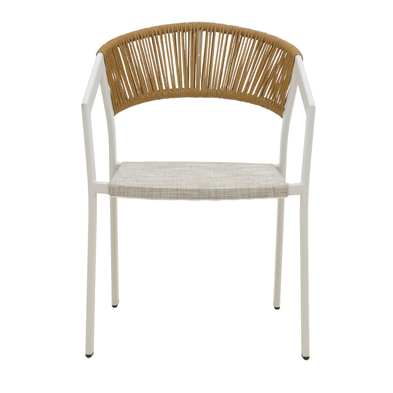 Aluminum armchair Glisten pakoworld stackable white frame-textilene natural rattan 56x62x77cm