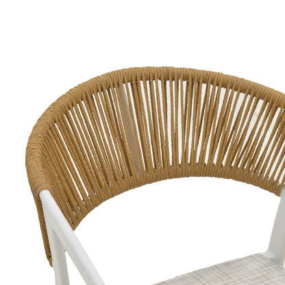 Aluminum armchair Glisten pakoworld stackable white frame-textilene natural rattan 56x62x77cm