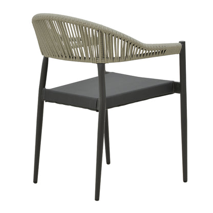 Aluminum armchair Elation pakoworld stackable anthracite frame-textilene anthracite rattan 56x62x77cm