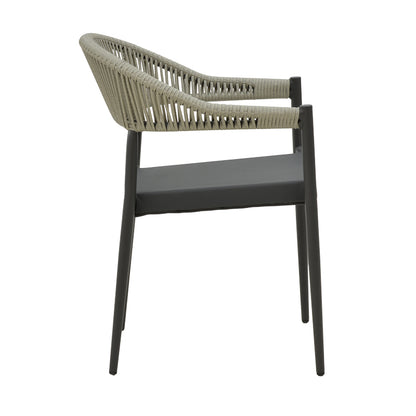 Aluminum armchair Elation pakoworld stackable anthracite frame-textilene anthracite rattan 56x62x77cm