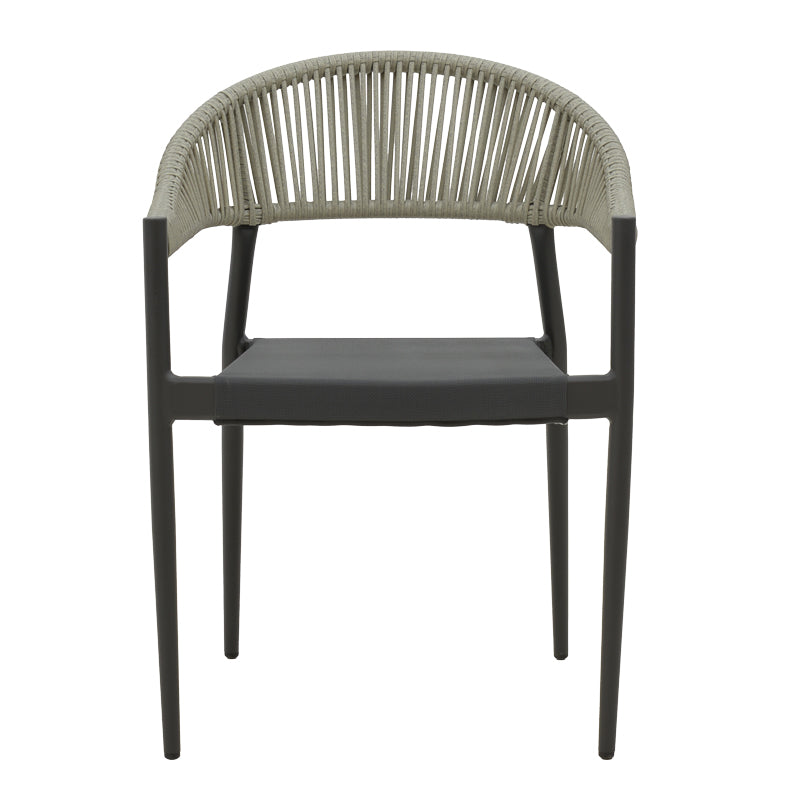 Aluminum armchair Elation pakoworld stackable anthracite frame-textilene anthracite rattan 56x62x77cm