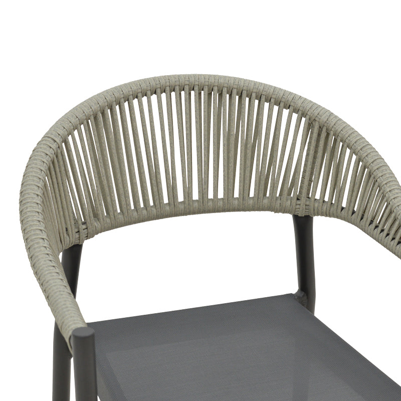 Aluminum armchair Elation pakoworld stackable anthracite frame-textilene anthracite rattan 56x62x77cm