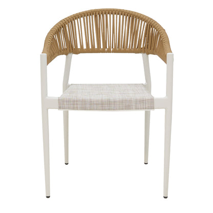 Elation aluminum armchair pakoworld stackable white frame-textilene natural rattan 57x56x78cm