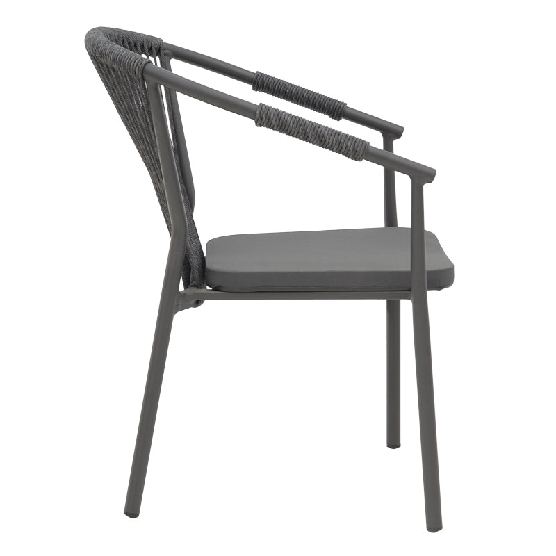 AluminumAluminum armchair Convince pakoworld stackable anthracite frame-textilene-rattan 56x63x82cm